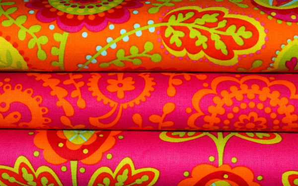 Designerbaumwolle Orange Wildflower Garden  (10 cm)